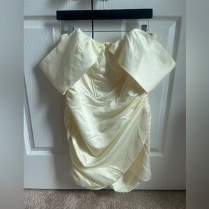 Elegant Cream PrettyLittleThing Off-Shoulder Dress